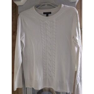 Banana Republic Creme Sweater Cable Accent Sz. M